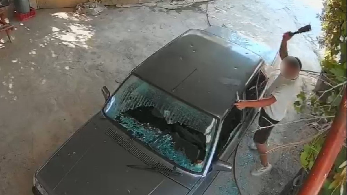 Mersin'de araca satır ve bıçaklı saldırı anları kamerada