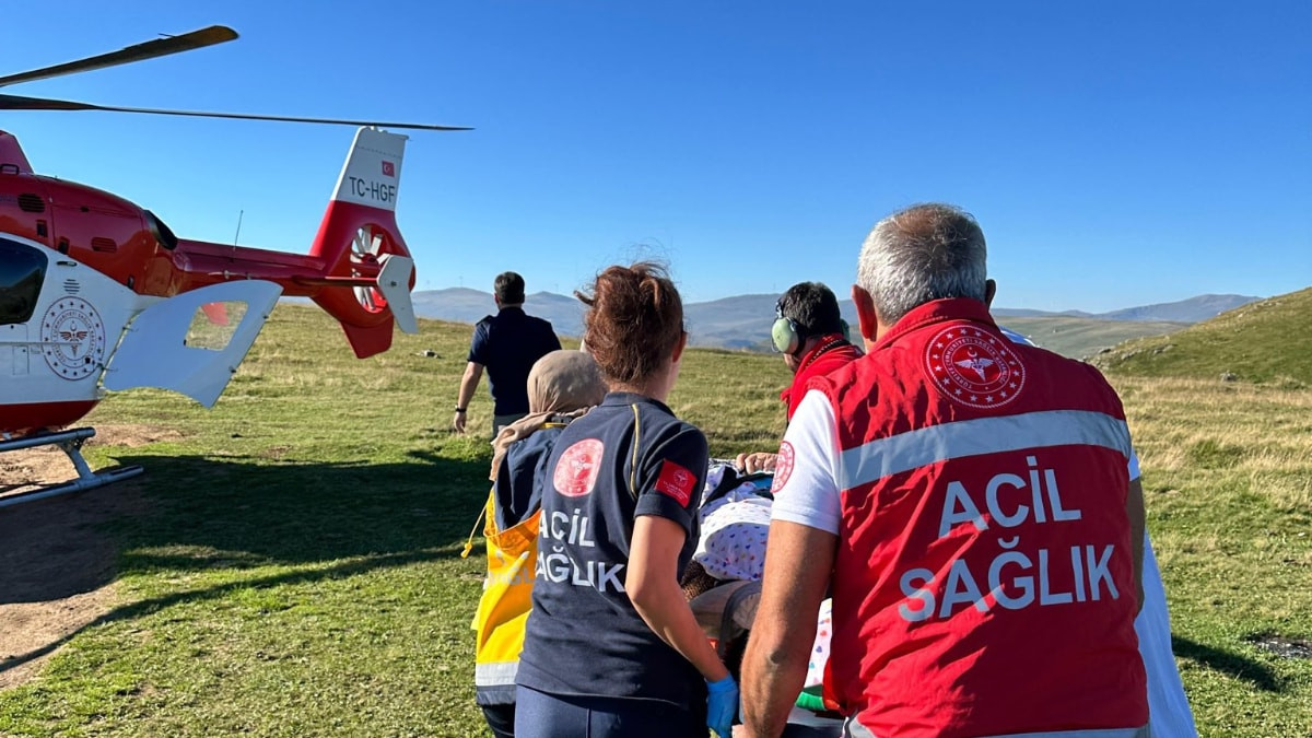 Trabzon'da yaylada yaralanan yaşlı kadın, helikopterle hastaneye ulaştırıldı